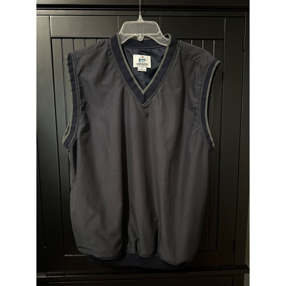 Outdoor World Golf Apparel Vest Mens Medium Black Sleeveless‎ V-Neck Retro Y2K